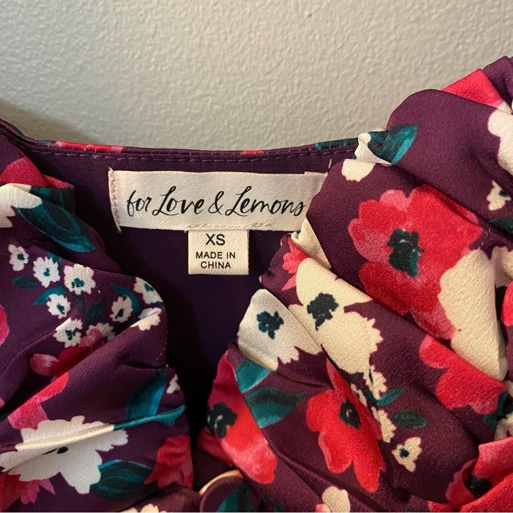 For love & lemons Penny fushia puff sleeve cropped long sleeve blouse X-small - Picture 4 of 6